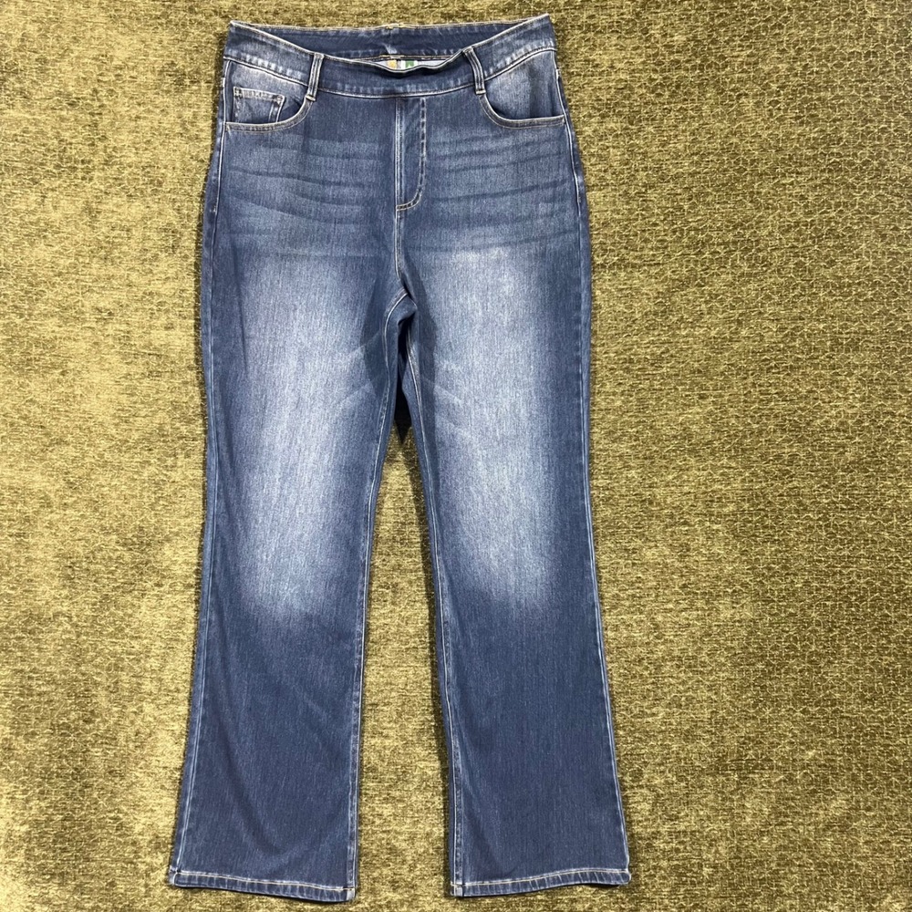Halara Denim Jeans Women Size Large Blue Pull On Straight Leg Stretch 02833120